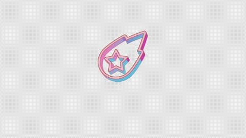 Bright comet icon is jumping merrily. Retro style. Alpha channel black. Stock Footage 253806246