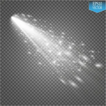 A bright comet with large dust and gas trails isolated. Vector Illustration. Stock Illustration