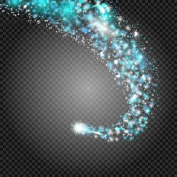 A bright comet with large dust. Falling Star. Really transparent effect. Glow Stock Illustration
