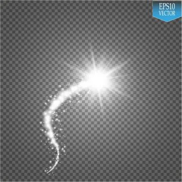 A bright comet with large dust. Falling Star. Glow light effect. Stock Illustration