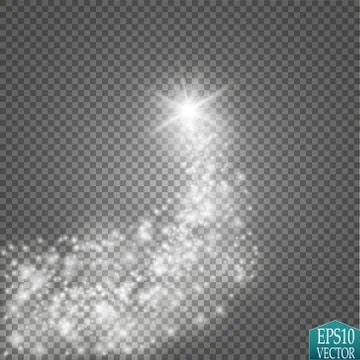 A bright comet with large dust. Falling Star. Glow light effect. Stock Illustration