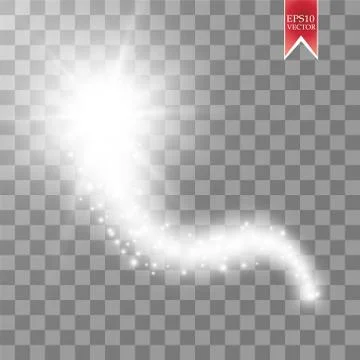 A bright comet with large dust. Falling Star. Glow light effect. Golden lights Stock Illustration