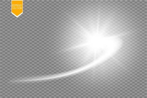 A bright comet with large dust. Falling Star. Glow light effect. Golden lights Stock Illustration