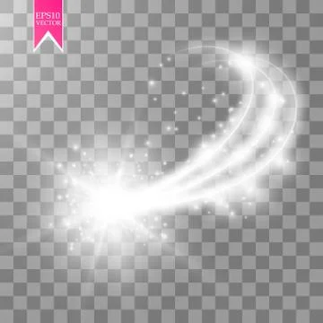 A bright comet with large dust. Falling Star. Glow light effect. Golden lights Stock Illustration