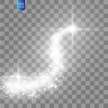 A bright comet with large dust. Falling Star. Glow light effect. Golden lights Stock Illustration