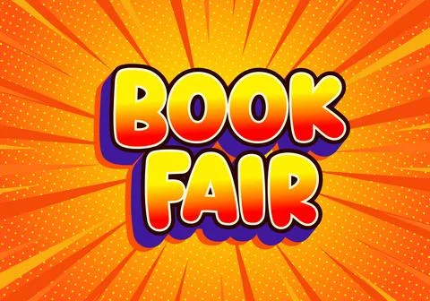 Bright comic book fair poster on orange background Stock Illustration