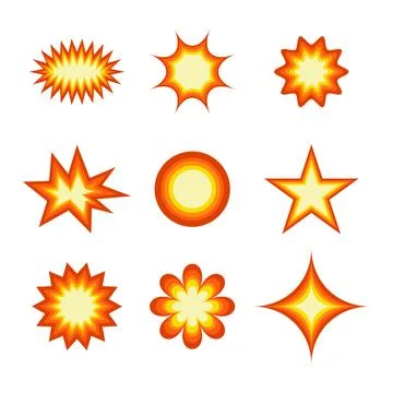 Bright Comic Explosion Elements Set Vector Illustration Stock Illustration