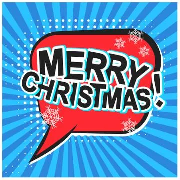 Bright comic speech bubble with merry christmas Stock Illustration