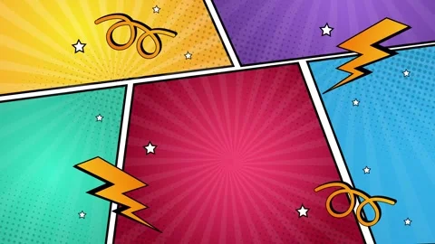 Bright comic style background filled with explosive effects seamless 4k video Stock Footage 293045452