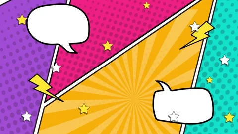 Bright comic style background filled with explosive effects in yellow pink Stock Footage 293263149