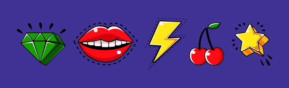 Bright Comic Style Object and Item Vector Set Stock Illustration