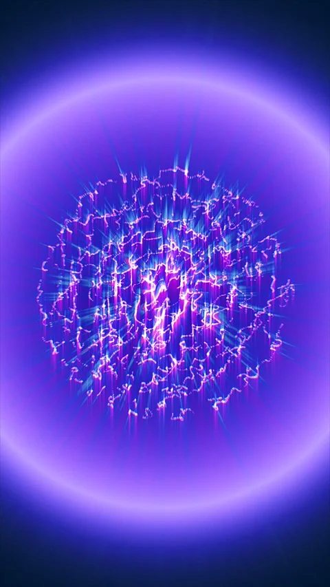 A bright, complex, abstract glowing sphere radiates light. Stock Footage 320555741