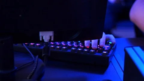 Bright computer keyboard with color LED backlight 動画素材 99548348