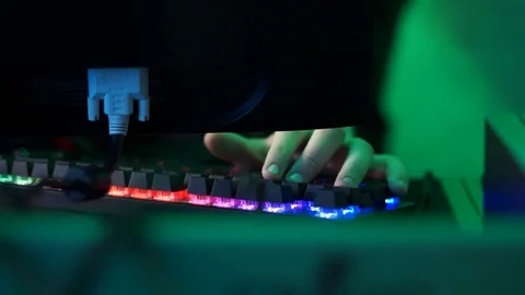 Bright computer keyboard with color LED backlight 動画素材 99548448