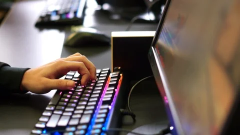 Bright computer keyboard with color LED backlight 動画素材 99548519