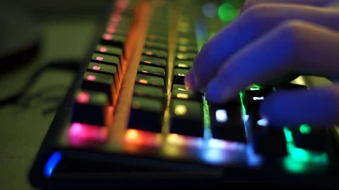 Bright computer keyboard with color LED backlight 動画素材 99549656