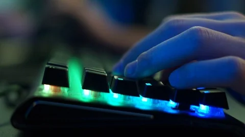 Bright computer keyboard with color LED backlight 動画素材 99549826