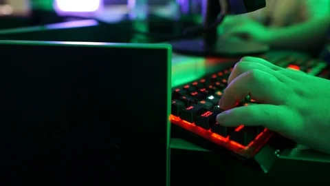 Bright computer keyboard with color LED backlight 動画素材 99549858