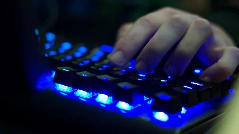 Bright computer keyboard with color LED backlight 動画素材 99549899