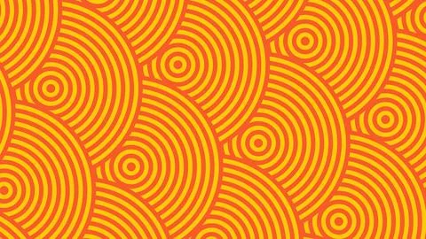 Bright concentric circles fill the frame with bold yellow and red lines creat Stockillustratie