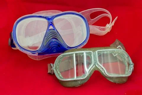 Bright contrast between old and new glasses Stock Photos