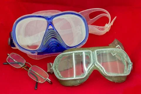 Bright contrast between old and new glasses Stock Photos
