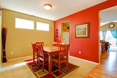Bright contrast dining room interior Stock Photos