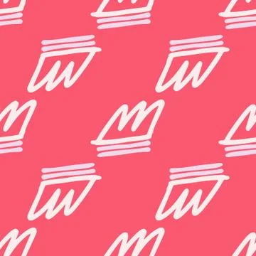 Bright contrast pastel seamless pattern with crown elements. Artwork with pin イラスト素材