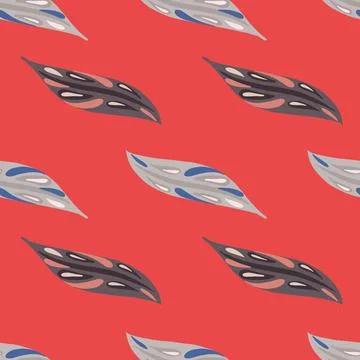 Bright contrast seamless pattern with grey abstract leaf ornament. Pink backg Illustrazione stock