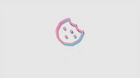 Bright cookie bite icon is jumping merrily. Retro style. Alpha channel black. Stock Footage 252808942