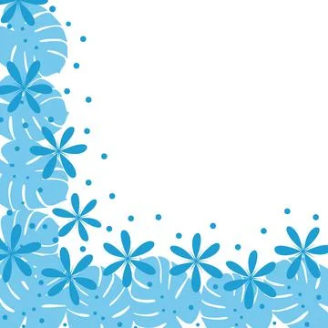 Bright Corner frame with hand drawn elements in trendy wintery hues with flowers Stock Illustration