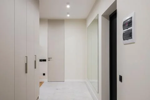 Bright corridor interior with wardrobe Stock Photos
