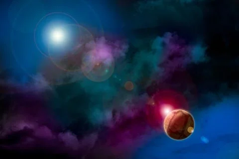 Bright cosmic landscape Stock Illustration