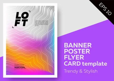 Bright Cover with Trendy Wave Pattern. Colorful Spring Gradient. Template f.. イラスト素材