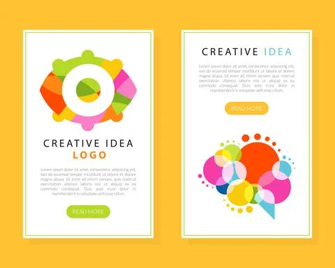 Bright Creative Idea Landing Page with Text Sample Vector Template Stock Illustration