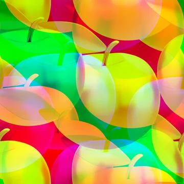 Bright creative seamless pattern with apples, 3d rendered Stock Illustration