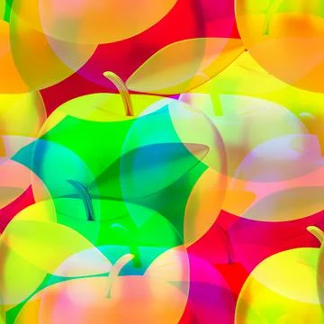 Bright creative seamless pattern with apples, 3d rendered 스톡 일러스트
