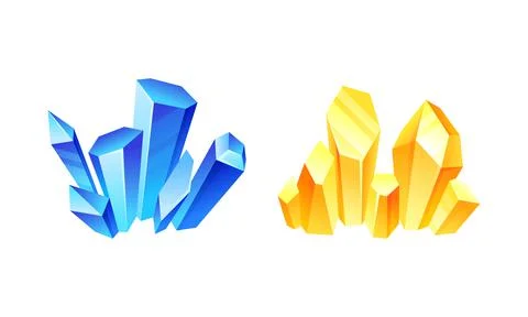 Bright Crystal or Crystalline Solid Material of Geometrical Shape with Faces イラスト素材