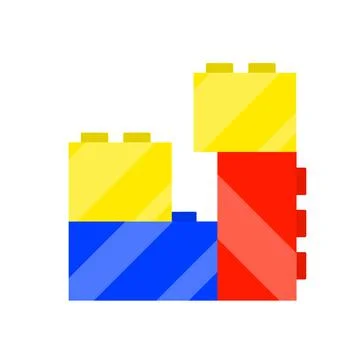 Bright cubes constructor. Red, blue and yellow geometric square shape. Stock Illustration