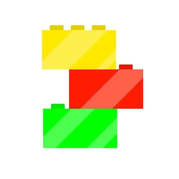Bright cubes constructor. Red, green and yellow geometric square shape. Stock Illustration