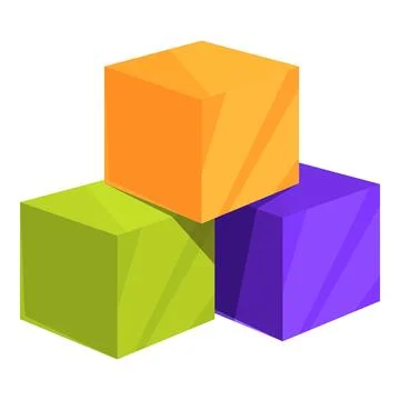 Bright cubes icon cartoon vector. Children building blocks Stock Illustration
