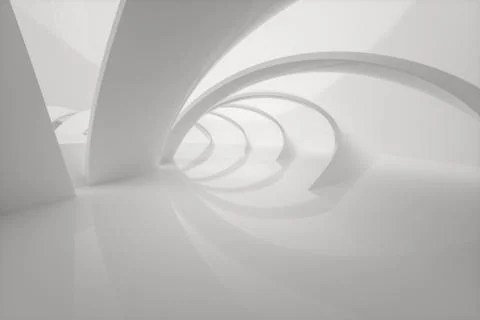 Bright curve architectural structure, 3d rendering. Illustrazione stock