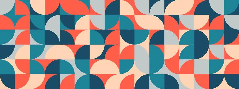Bright curve seamless pattern. Abstract geometric mid century background イラスト素材