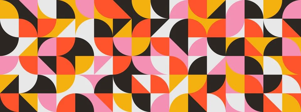 Bright curved seamless pattern. Abstract geometric mid century background イラスト素材