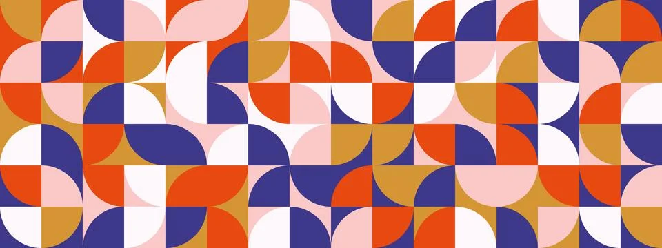 Bright curved seamless pattern. Abstract geometric mid century background Illustrazione stock