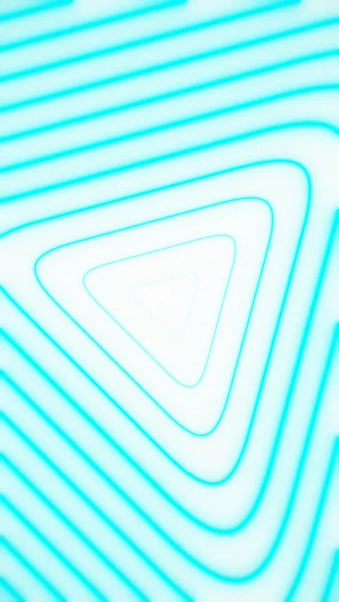 Bright cyan glowing neon triangle infinite tunnel Stock Footage 344723868