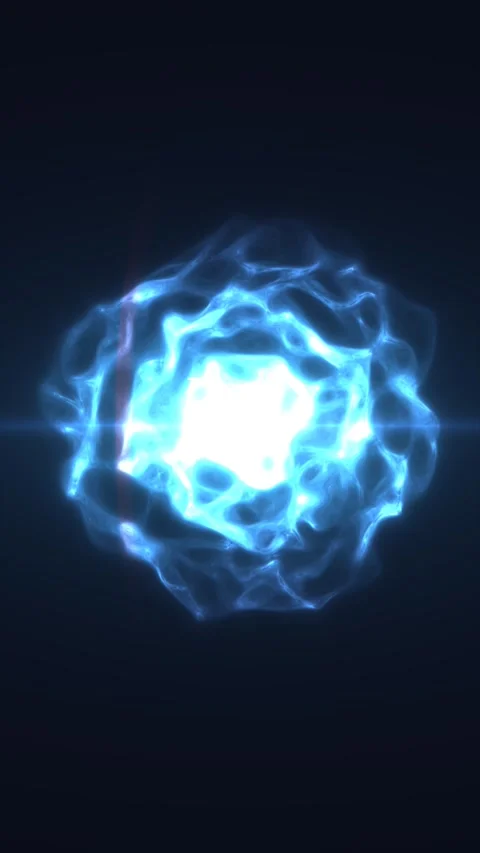 Bright cyan plasma orb with glowing electric core on a dark background, rep.. Stock Footage 333473882