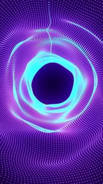 Bright cyan ring surrounded by flowing purple dotted waves, forming a futur.. イラスト素材