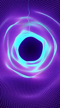 Bright cyan ring surrounded by flowing purple dotted waves, forming a futur.. イラスト素材
