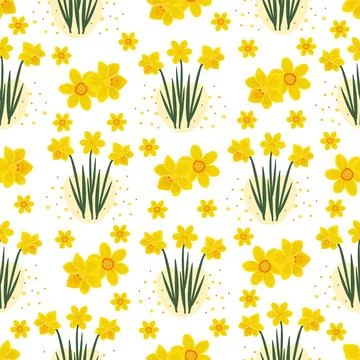 Bright daffodils, seamless pattern Stock Illustration